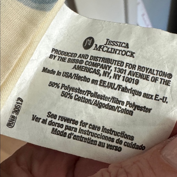 Jessica McClintock vintage blue white King floral pillowcases Cotton/Poly Damask - Picture 6 of 9